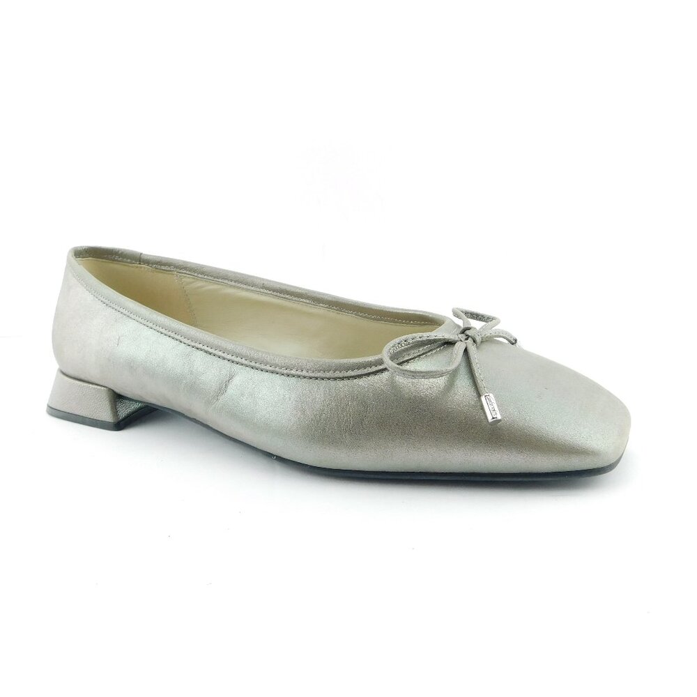 CLARKS Shimmer Metallic Leather Bow Accent Ballet Flats 10 - Picture 2 of 8